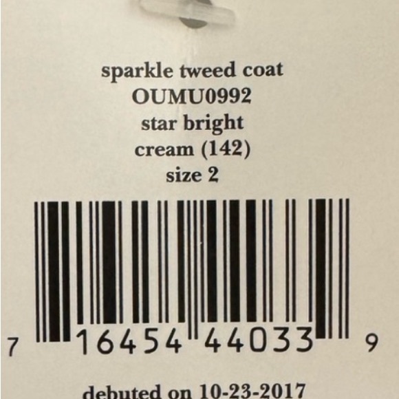 Kate Spade New York Cream Star Bright Sparkle Tweed Coat Size 0–10 | NWOT - Picture 6 of 10